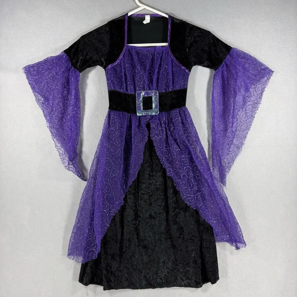 Costumes USA Child Witch Sorceress Costume Girls Size 4-6 Purple Black Dress